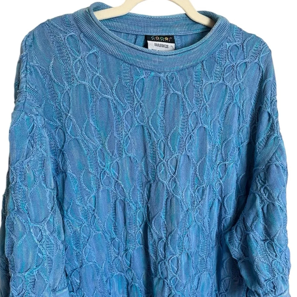 Vintage Blue Textured Crewneck Sweater -